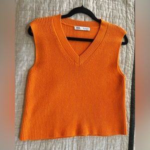 Orange Zara knit vest
